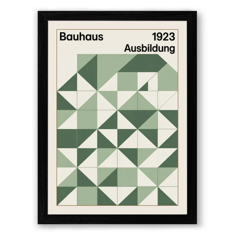 Bauhaus Geometry Geometric Framed Wall Art Print A1 (84.1×59.4cm) Black, Wall Decor for Living Room, Bedroom, Office & Home, Ready to Hang, Art Gift