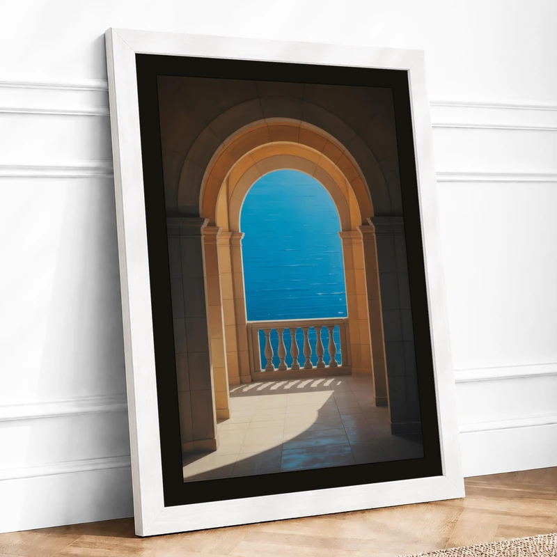 Archway to the Sea Coastal Framed Wall Art Print A1 (84.1×59.4cm) White, Wall Decor for Living Room, Bedroom, Office & Home, Ready to Hang, Art Gift - Image 1