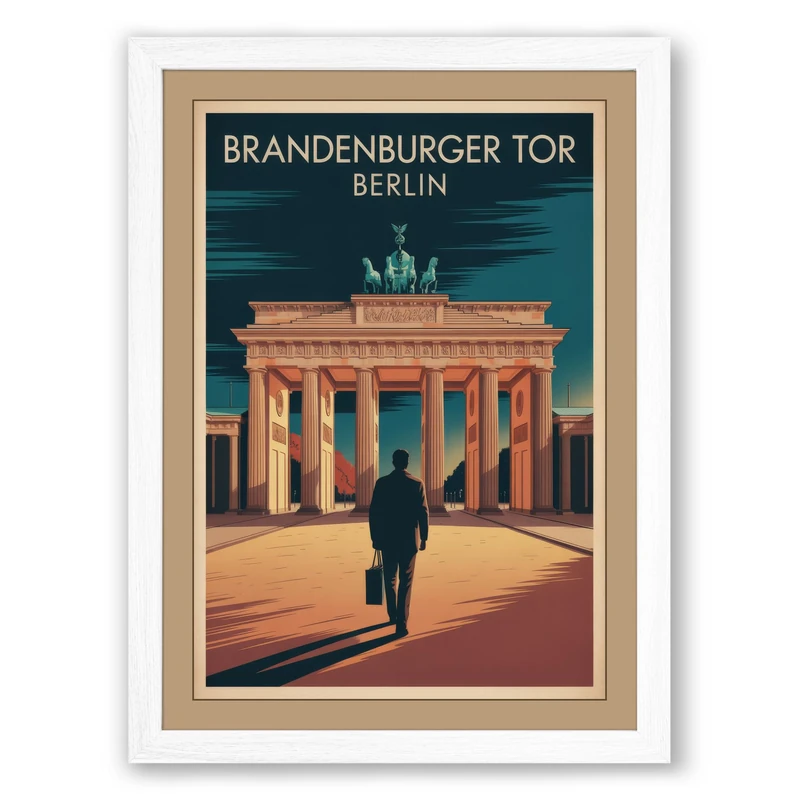 Postcard from Berlin Vintage Framed Wall Art Print A1 (84.1×59.4cm) White, Wall Decor for Living Room, Bedroom, Office & Home, Ready to Hang, Art Gift - Image 1