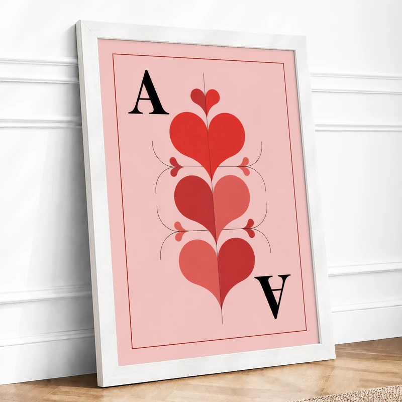 Hearts in Descending Order Vintage Framed Wall Art Print A1 (84.1×59.4cm) White, Wall Decor for Living Room, Bedroom, Office & Home, Ready to Hang, Art Gift