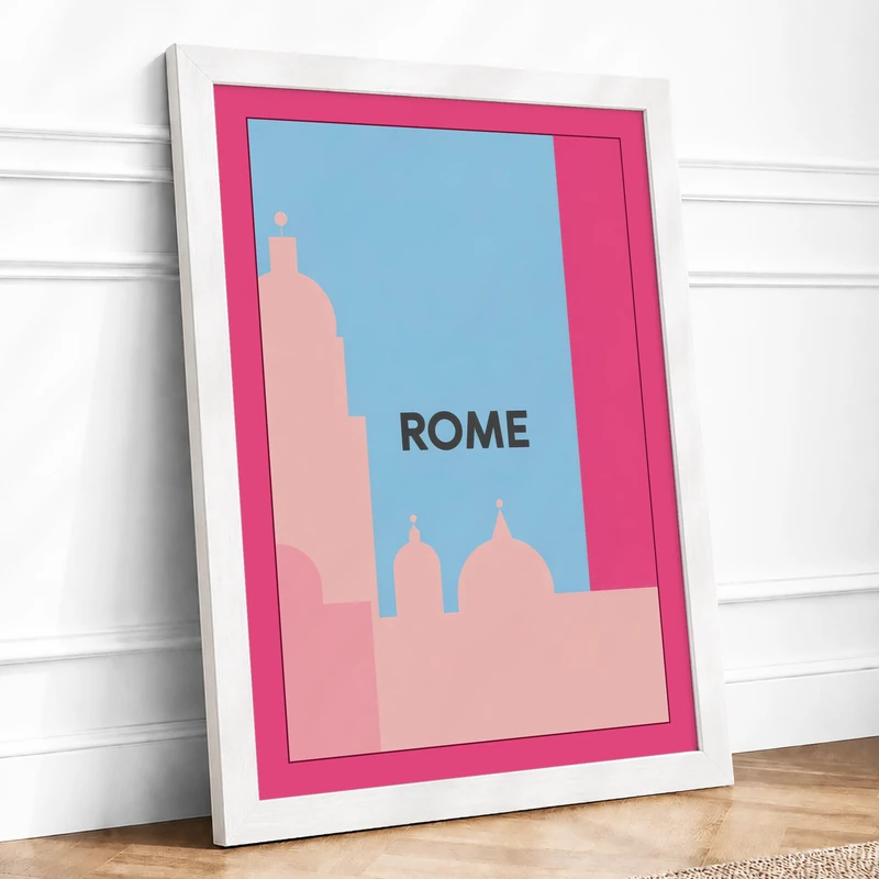Postcard from Rome Modern Framed Wall Art Print A1 (84.1×59.4cm) White, Wall Decor for Living Room, Bedroom, Office & Home, Ready to Hang, Art Gift - Image 1