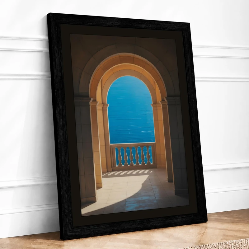 Archway to the Sea Coastal Framed Wall Art Print A1 (84.1×59.4cm) Black, Wall Decor for Living Room, Bedroom, Office & Home, Ready to Hang, Art Gift