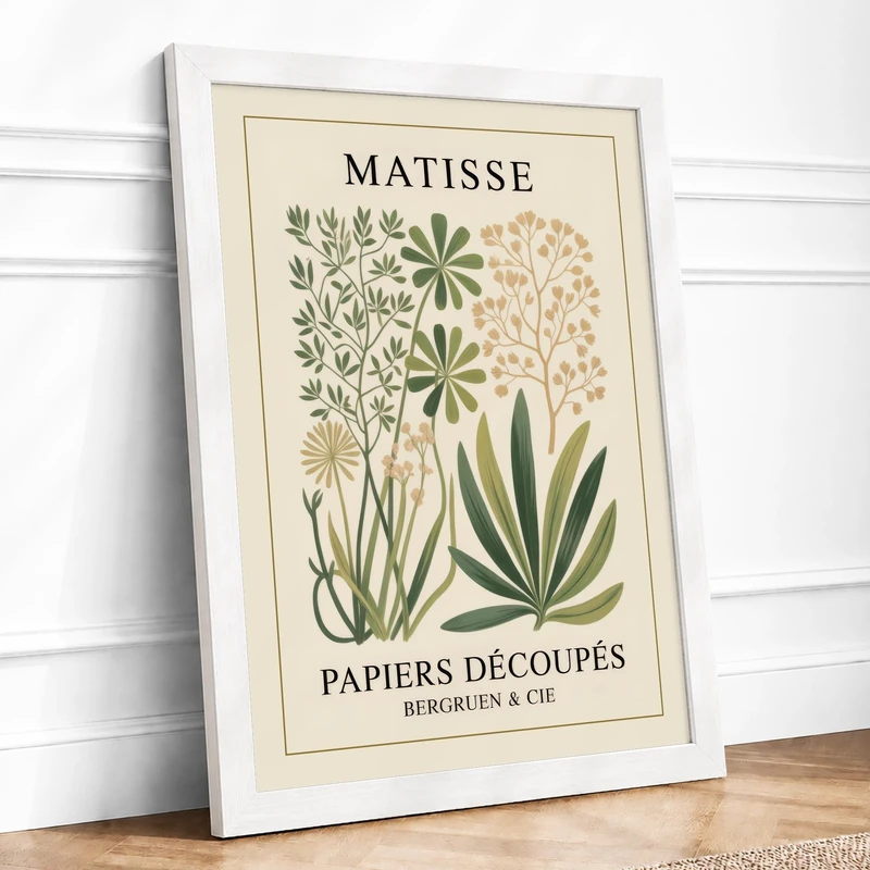 Matisse Collection Botanical Framed Wall Art Print A1 White