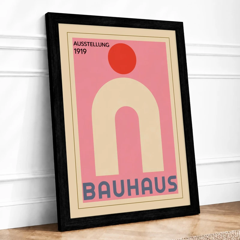 Bauhaus 1919 Geometric Framed Wall Art Print A1 (84.1×59.4cm) Black, Wall Decor for Living Room, Bedroom, Office & Home, Ready to Hang, Art Gift