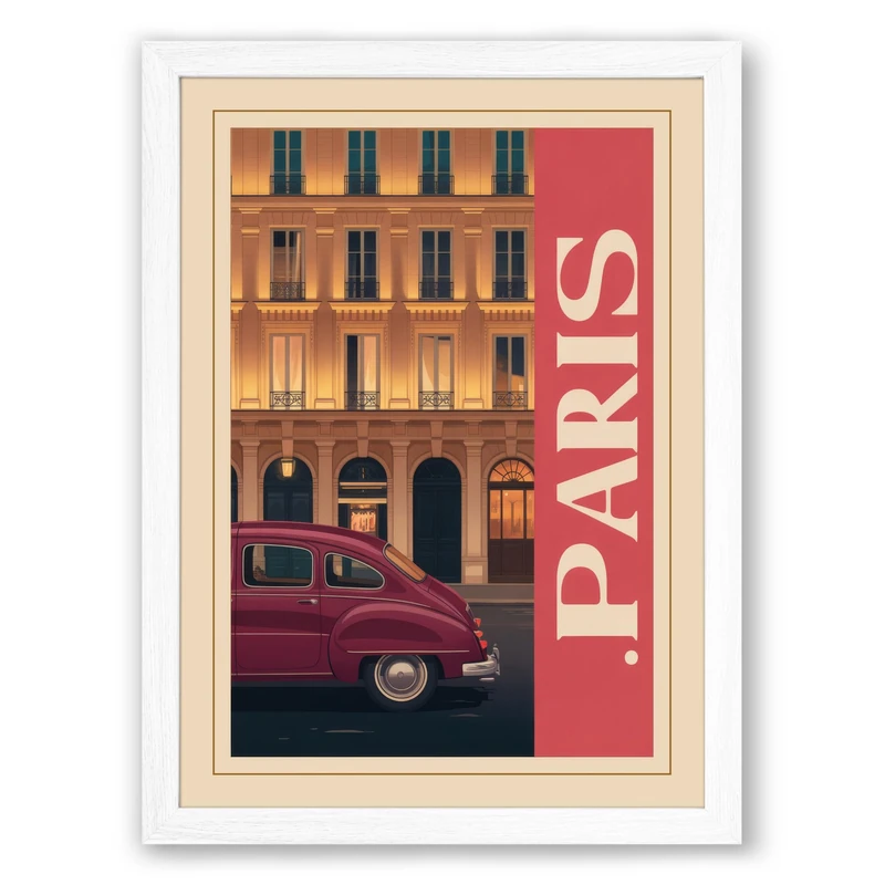 Postcard from Paris Vintage Framed Wall Art Print A1 (84.1×59.4cm) White, Wall Decor for Living Room, Bedroom, Office & Home, Ready to Hang, Art Gift - Image 1