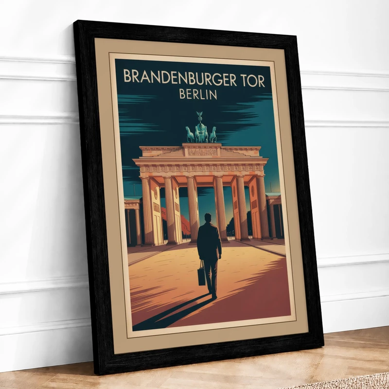 Postcard from Berlin Vintage Framed Wall Art Print A1 (84.1×59.4cm) Black, Wall Decor for Living Room, Bedroom, Office & Home, Ready to Hang, Art Gift - Image 1