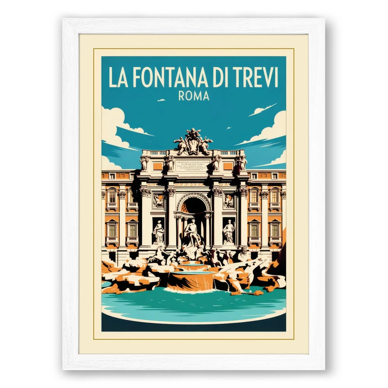 Postcard from Rome Vintage Framed Wall Art Print A1 (84.1×59.4cm) White, Wall Decor for Living Room, Bedroom, Office & Home, Ready to Hang, Art Gift - Image 1