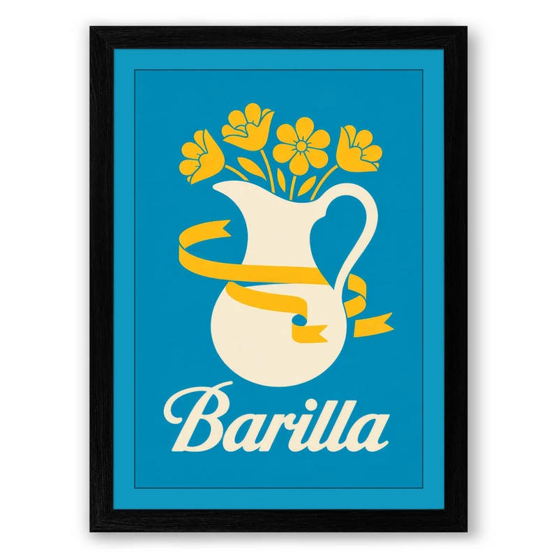 Yellow Flowers in White Pitcher Retro Framed Wall Art Print A1 (84.1×59.4cm) Black, Wall Decor for Living Room, Bedroom, Office & Home, Ready to Hang, Art Gift - Image 1