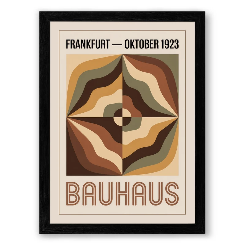 Bauhaus Frankfurt Geometric Framed Wall Art Print A1 (84.1×59.4cm) Black, Wall Decor for Living Room, Bedroom, Office & Home, Ready to Hang, Art Gift - Image 1