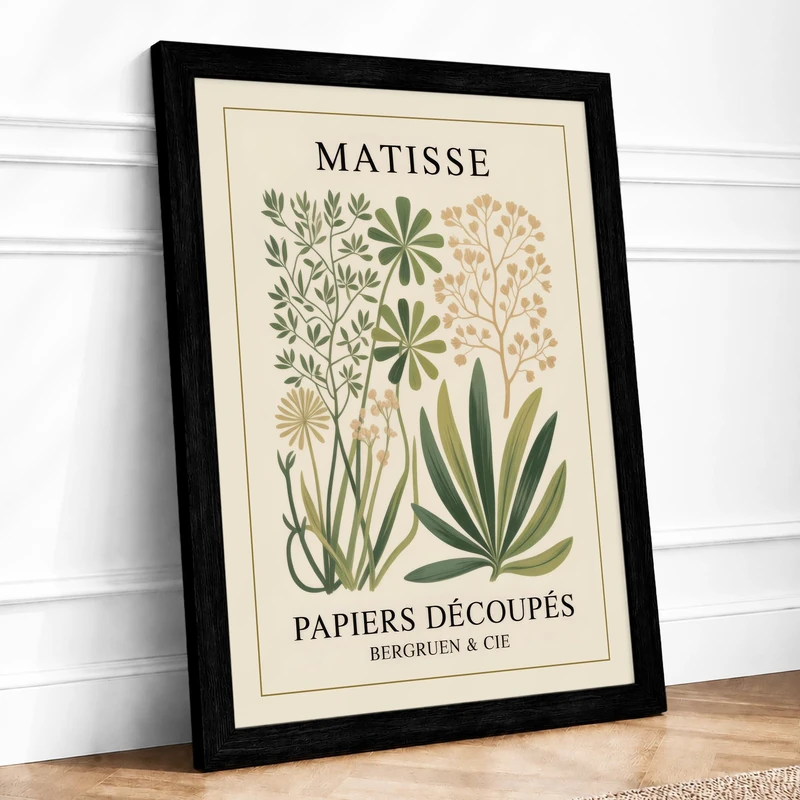 Matisse Collection Botanical Framed Wall Art Print A1 (84.1×59.4cm) Black, Wall Decor for Living Room, Bedroom, Office & Home, Ready to Hang, Art Gift - Image 1