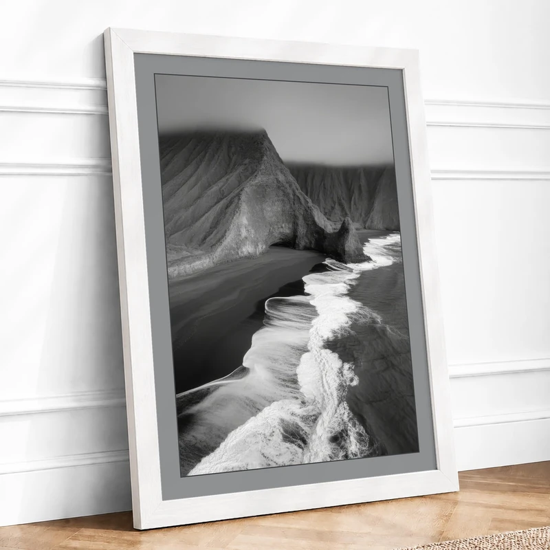 Cliffs from Above Coastal Framed Wall Art Print A1 (84.1×59.4cm) White, Wall Decor for Living Room, Bedroom, Office & Home, Ready to Hang, Art Gift