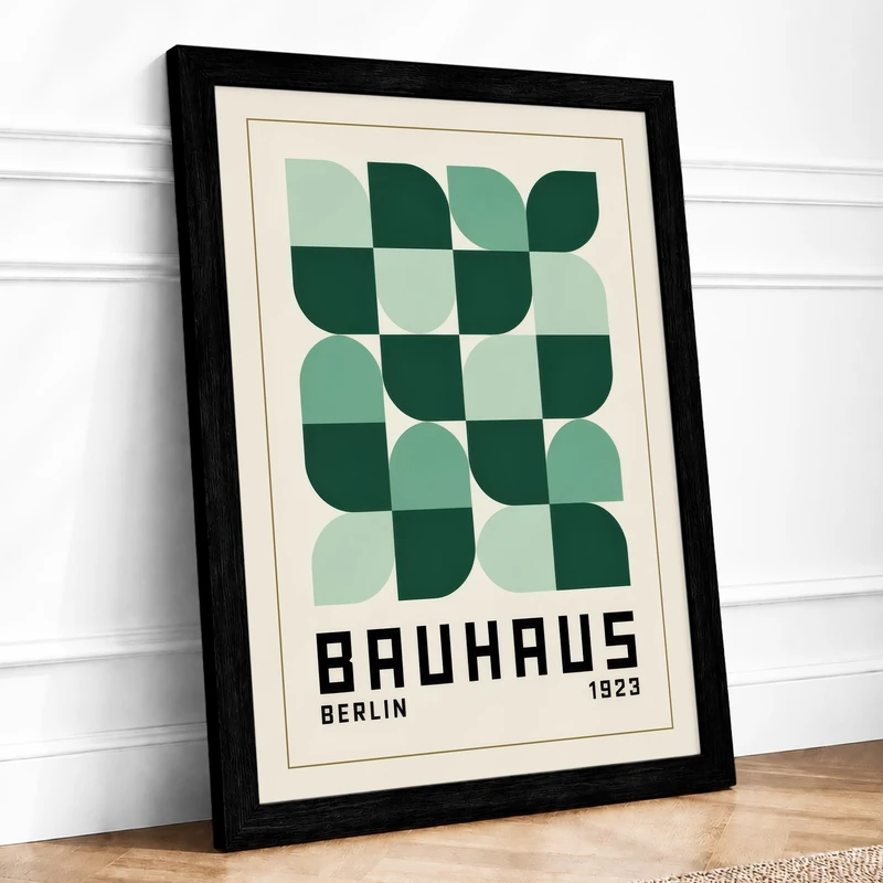 Bauhaus Berlin Grid Geometric Framed Wall Art Print A1 (84.1×59.4cm) Black, Wall Decor for Living Room, Bedroom, Office & Home, Ready to Hang, Art Gift - Image 1