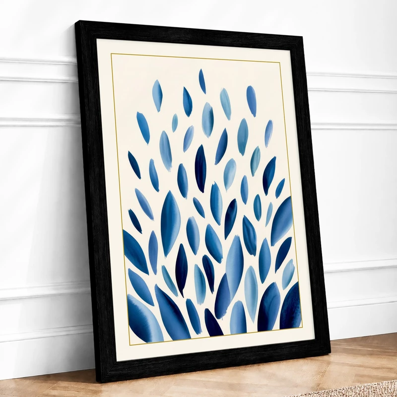 Blue Radiance Botanical Framed Wall Art Print A1 (84.1×59.4cm) Black, Wall Decor for Living Room, Bedroom, Office & Home, Ready to Hang, Art Gift
