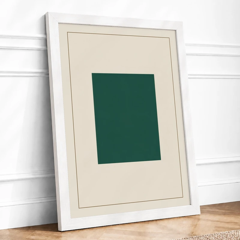 Teal Rectangle Minimalist Framed Wall Art Print A1 (84.1×59.4cm) White, Wall Decor for Living Room, Bedroom, Office & Home, Ready to Hang, Art Gift