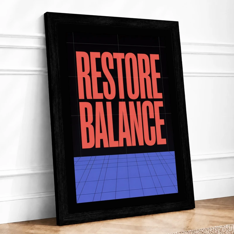 Restore Balance Geometric Framed Wall Art Print A1 (84.1×59.4cm) Black, Wall Decor for Living Room, Bedroom, Office & Home, Ready to Hang, Art Gift - Image 1