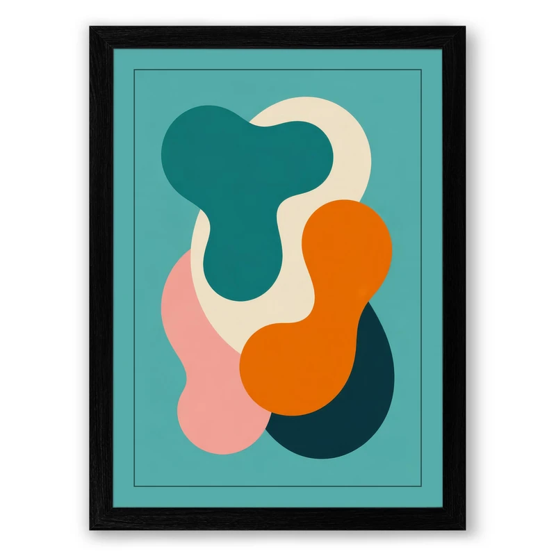 Floating Forms Geometric Framed Wall Art Print A1 (84.1×59.4cm) Black, Wall Decor for Living Room, Bedroom, Office & Home, Ready to Hang, Art Gift