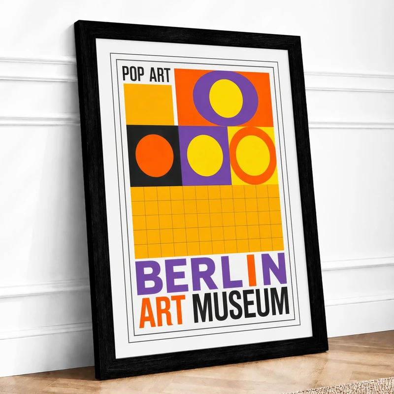 Berlin Pop Art Poster Retro Framed Wall Art Print A1 (84.1×59.4cm) Black, Wall Decor for Living Room, Bedroom, Office & Home, Ready to Hang, Art Gift