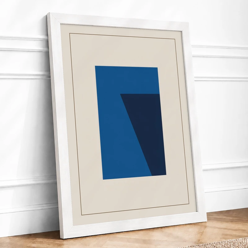 Blue Division Minimalist Framed Wall Art Print A1 (84.1×59.4cm) White, Wall Decor for Living Room, Bedroom, Office & Home, Ready to Hang, Art Gift