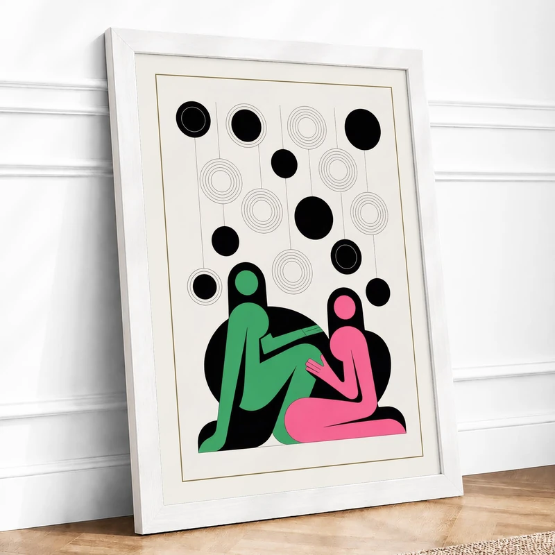 Figures and Forms Geometric Framed Wall Art Print A1 (84.1×59.4cm) White, Wall Decor for Living Room, Bedroom, Office & Home, Ready to Hang, Art Gift