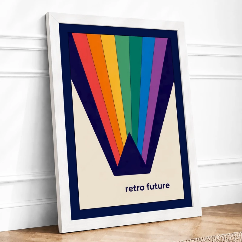 Future Retro Framed Wall Art Print A1 (84.1×59.4cm) White, Wall Decor for Living Room, Bedroom, Office & Home, Ready to Hang, Art Gift