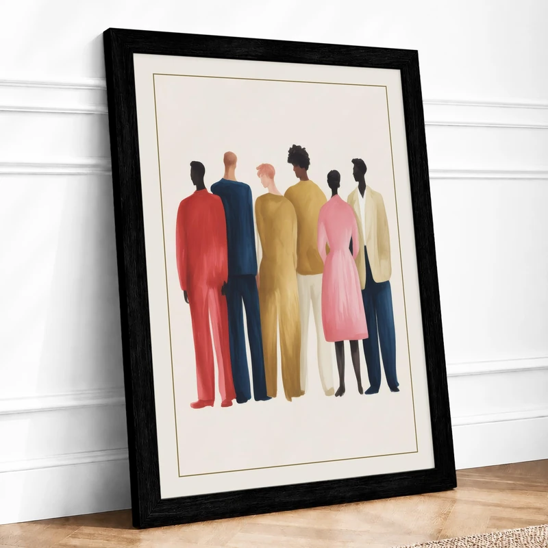 Standing Together Modern Framed Wall Art Print A1 (84.1×59.4cm) Black, Wall Decor for Living Room, Bedroom, Office & Home, Ready to Hang, Art Gift - Image 1