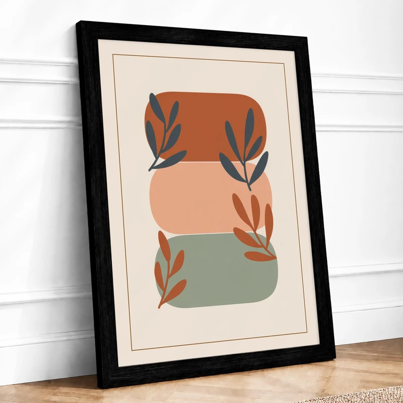 Earth Rectangles Minimalist Framed Wall Art Print A1 (84.1×59.4cm) Black, Wall Decor for Living Room, Bedroom, Office & Home, Ready to Hang, Art Gift - Image 1