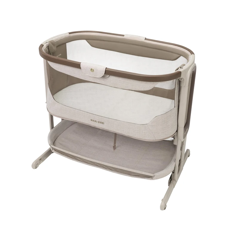 Maxi Cosi Iora Select Co-Sleeping Bassinet, 0–6 Months (9 kg), One-Step Fold Baby Bedside Rocking Crib, 3 cm CloudCore mattress, 5 Height Levels, 4 Smooth Gliding Wheels, Easy Slide, Elegance Truffle