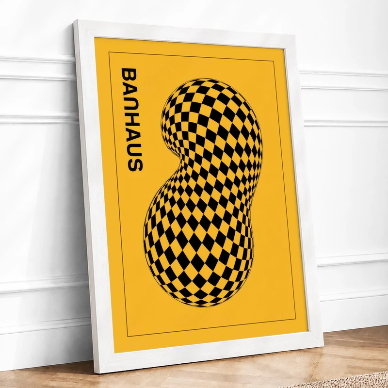 Bauhaus Optical Forms Geometric Framed Wall Art Print A1 (84.1×59.4cm) White, Wall Decor for Living Room, Bedroom, Office & Home, Ready to Hang, Art Gift - Image 1