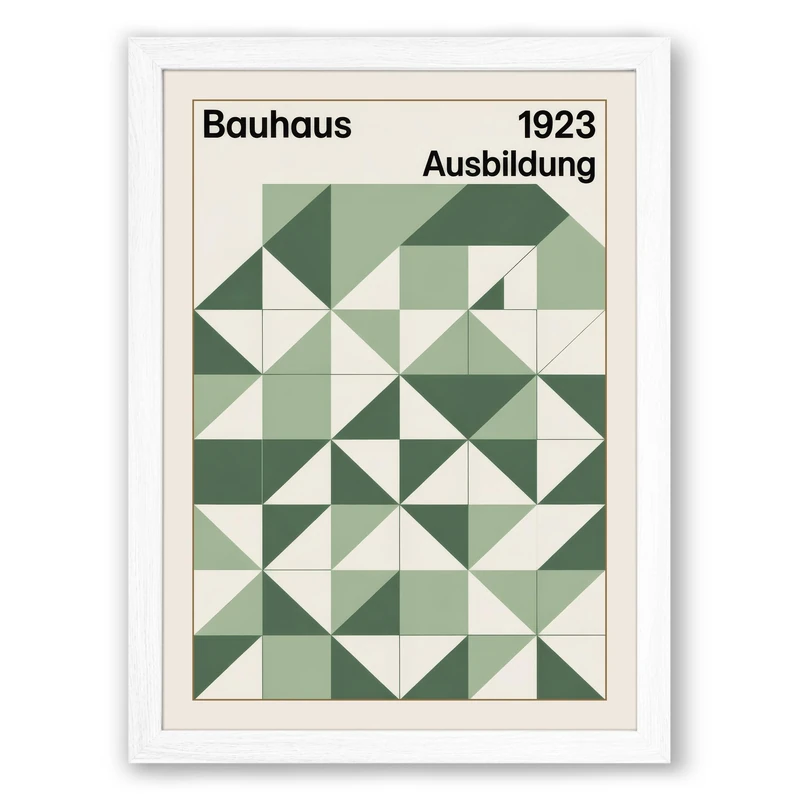 Bauhaus Geometry Geometric Framed Wall Art Print A1 (84.1×59.4cm) White, Wall Decor for Living Room, Bedroom, Office & Home, Ready to Hang, Art Gift