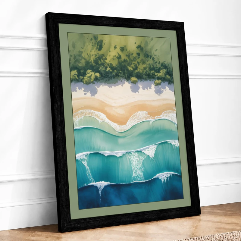 Vista Coastal Framed Wall Art Print A1 (84.1×59.4cm) Black, Wall Decor for Living Room, Bedroom, Office & Home, Ready to Hang, Art Gift - Image 1