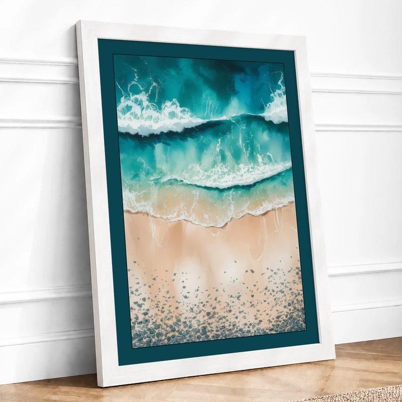 Rhythms Coastal Framed Wall Art Print A1 (84.1×59.4cm) White, Wall Decor for Living Room, Bedroom, Office & Home, Ready to Hang, Art Gift - Image 1