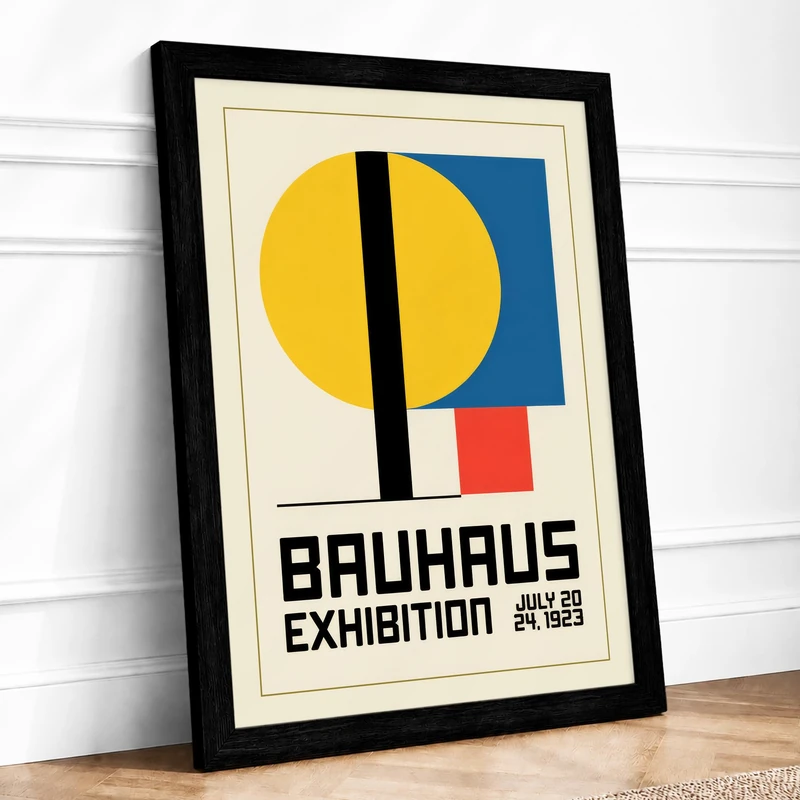 Bauhaus Exhibition Geometric Framed Wall Art Print A1 (84.1×59.4cm) Black, Wall Decor for Living Room, Bedroom, Office & Home, Ready to Hang, Art Gift - Image 1