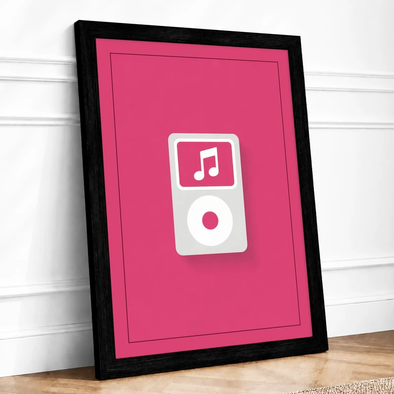 Vintage Music Player Retro Framed Wall Art Print A1 (84.1×59.4cm) Black, Wall Decor for Living Room, Bedroom, Office & Home, Ready to Hang, Art Gift