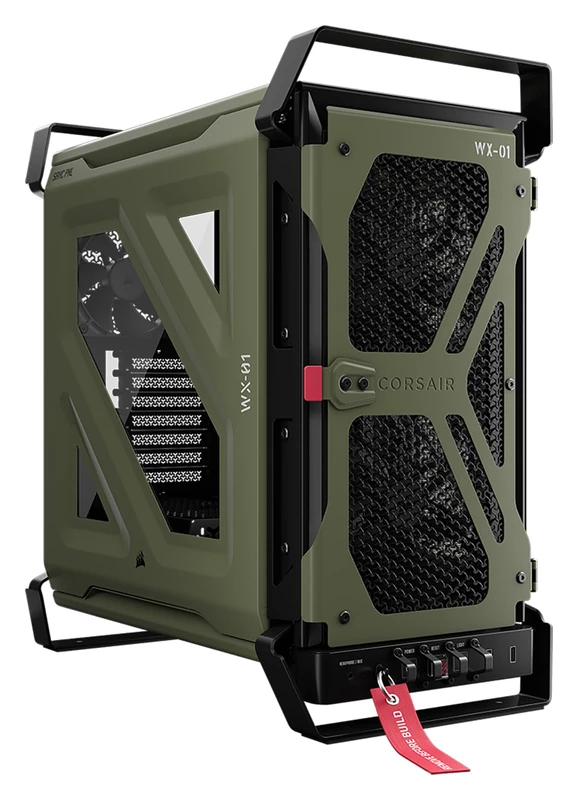 CORSAIR WARTHOG RS Airflow Durable Mid-Tower PC Case – 3x Fans Included, Steel Frame, High Airflow & Fan Capacity, Modular Fan Mounting, Dual 360mm Radiator Support – Olive Drab