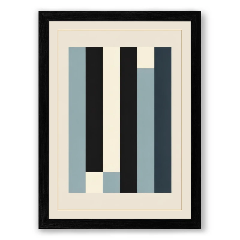 Stripe Study Minimalist Framed Wall Art Print A1 (84.1×59.4cm) Black, Wall Decor for Living Room, Bedroom, Office & Home, Ready to Hang, Art Gift
