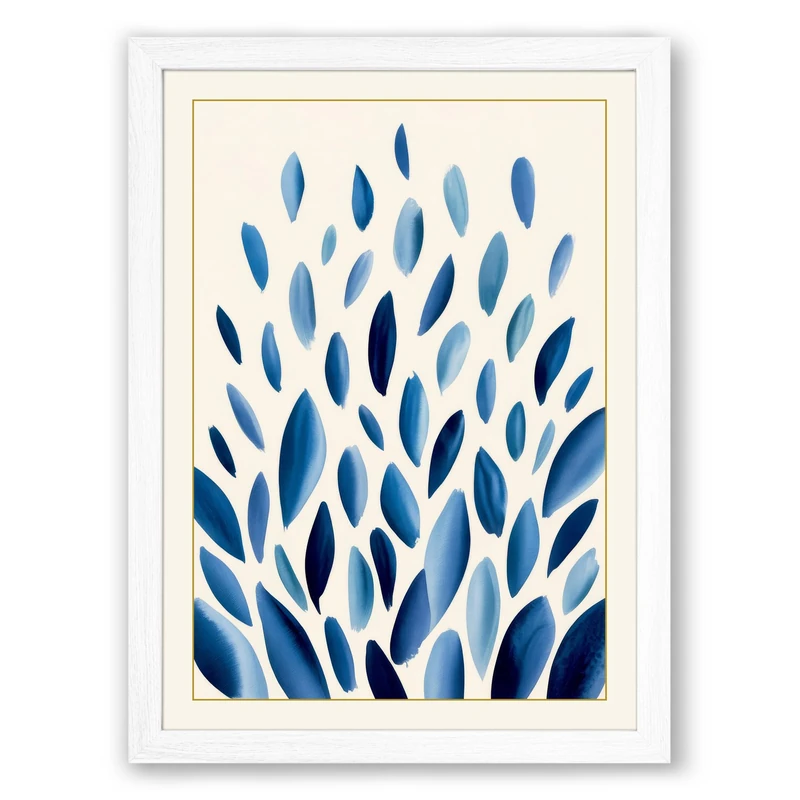 Blue Radiance Botanical Framed Wall Art Print A1 (84.1×59.4cm) White, Wall Decor for Living Room, Bedroom, Office & Home, Ready to Hang, Art Gift