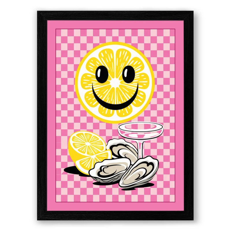 Dancing Smile Retro Framed Wall Art Print A1 (84.1×59.4cm) Black, Wall Decor for Living Room, Bedroom, Office & Home, Ready to Hang, Art Gift