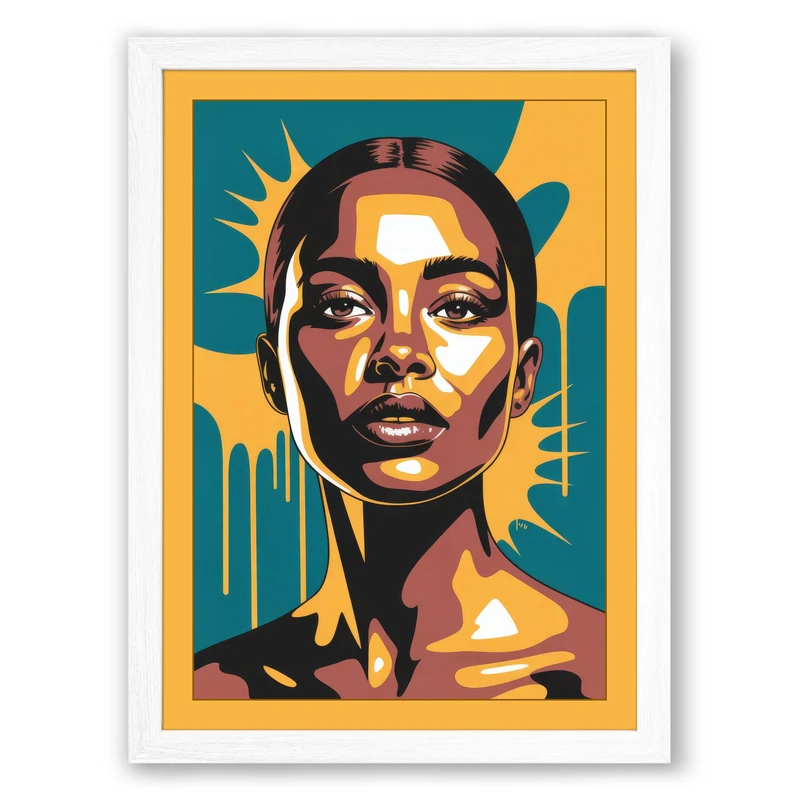 Golden Radiance Modern Framed Wall Art Print A1 (84.1×59.4cm) White, Wall Decor for Living Room, Bedroom, Office & Home, Ready to Hang, Art Gift - Image 1