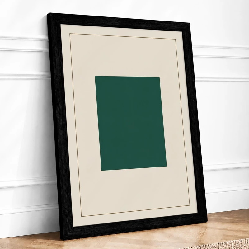 Teal Rectangle Minimalist Framed Wall Art Print A1 (84.1×59.4cm) Black, Wall Decor for Living Room, Bedroom, Office & Home, Ready to Hang, Art Gift