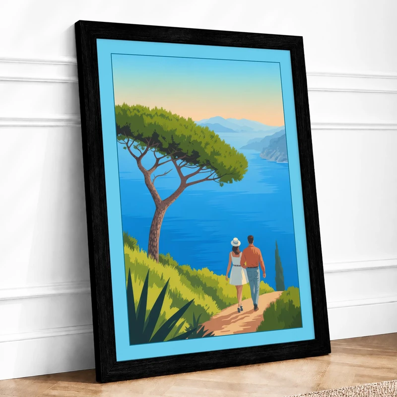 Clifftop Vigil Coastal Framed Wall Art Print A1 (84.1×59.4cm) Black, Wall Decor for Living Room, Bedroom, Office & Home, Ready to Hang, Art Gift - Image 1