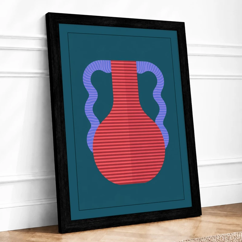 Vase Form Geometric Framed Wall Art Print A1 (84.1×59.4cm) Black, Wall Decor for Living Room, Bedroom, Office & Home, Ready to Hang, Art Gift