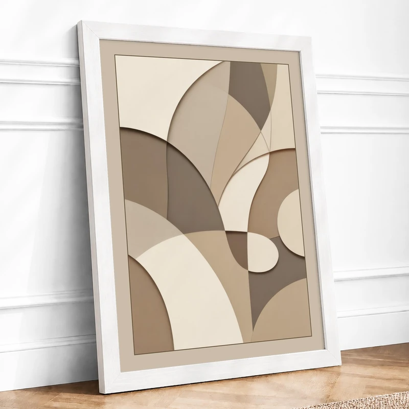 Organic Forms Minimalist Framed Wall Art Print A1 (84.1×59.4cm) White, Wall Decor for Living Room, Bedroom, Office & Home, Ready to Hang, Art Gift - Image 1