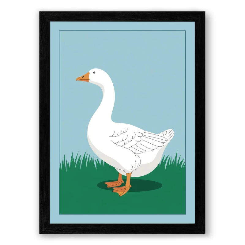 Standing Goose Modern Framed Wall Art Print A1 (84.1×59.4cm) Black, Wall Decor for Living Room, Bedroom, Office & Home, Ready to Hang, Art Gift