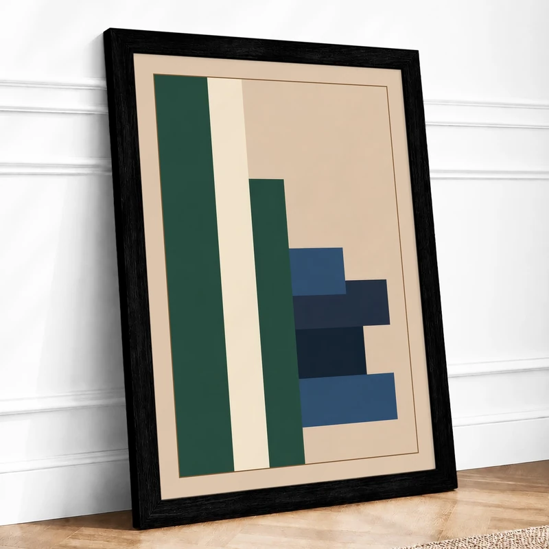 Geometric Descent Minimalist Framed Wall Art Print A1 (84.1×59.4cm) Black, Wall Decor for Living Room, Bedroom, Office & Home, Ready to Hang, Art Gift
