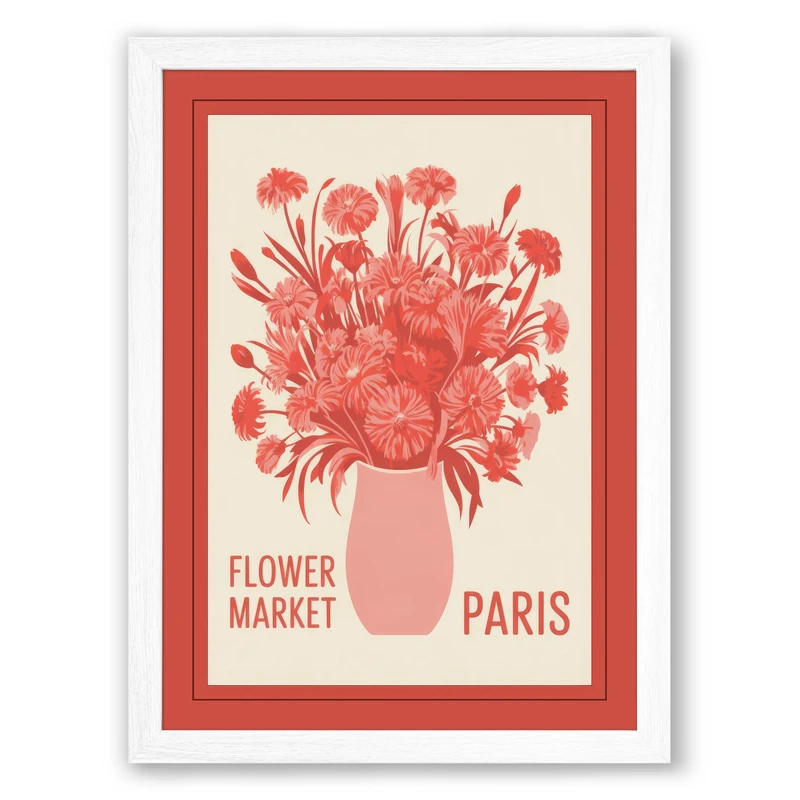 Postcard from Paris Vintage Framed Wall Art Print A1 (84.1×59.4cm) White, Wall Decor for Living Room, Bedroom, Office & Home, Ready to Hang, Art Gift - Image 1