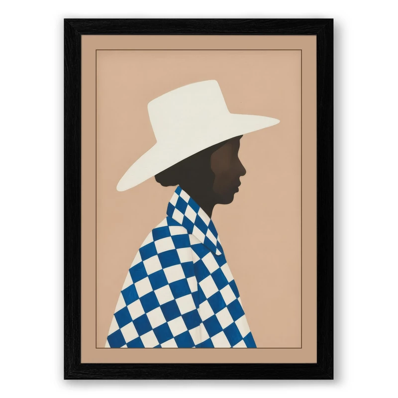 Cowboy in Profile Modern Framed Wall Art Print A1 (84.1×59.4cm) Black, Wall Decor for Living Room, Bedroom, Office & Home, Ready to Hang, Art Gift