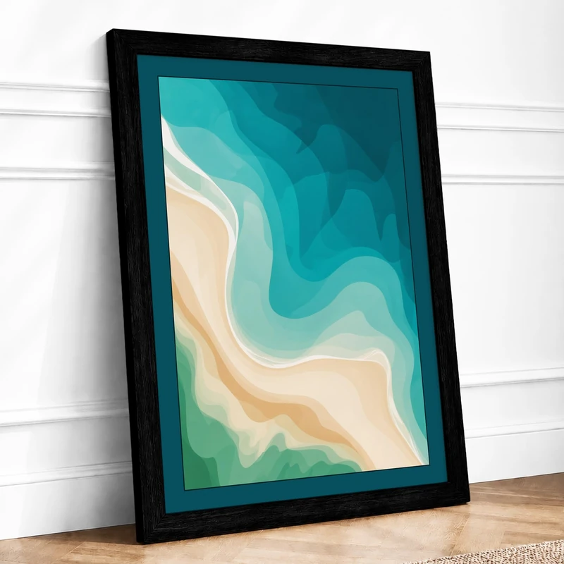 Aerial Forms Abstract Framed Wall Art Print A1 Black
