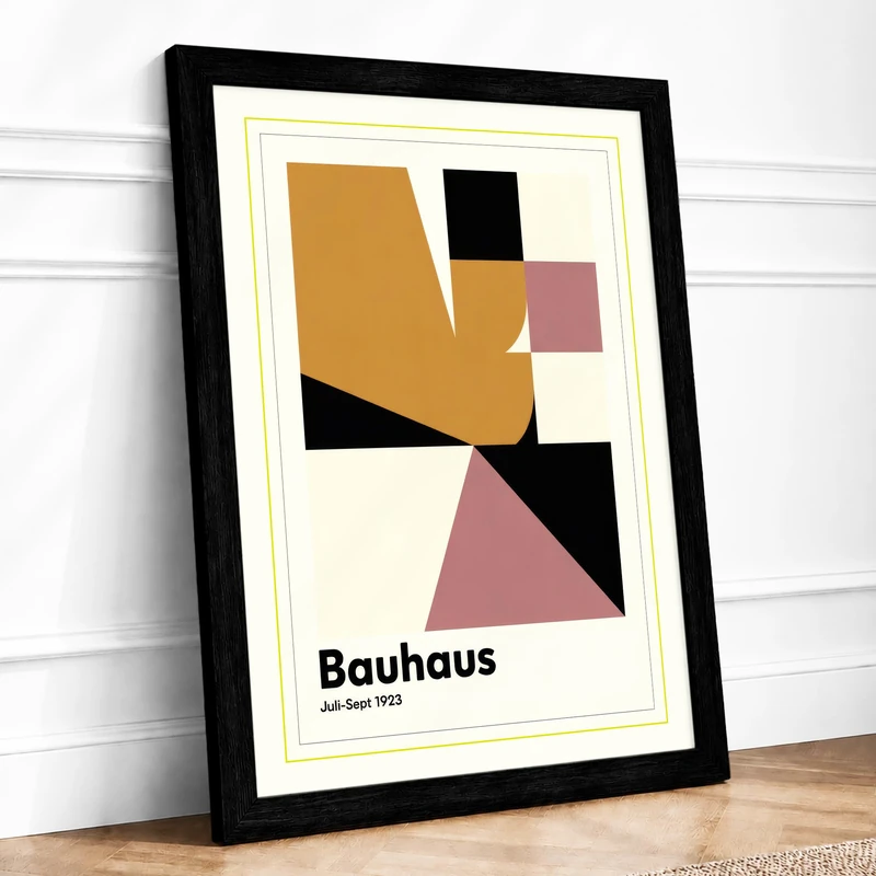 Bauhaus Composition Geometric Framed Wall Art Print A1 (84.1×59.4cm) Black, Wall Decor for Living Room, Bedroom, Office & Home, Ready to Hang, Art Gift - Image 1