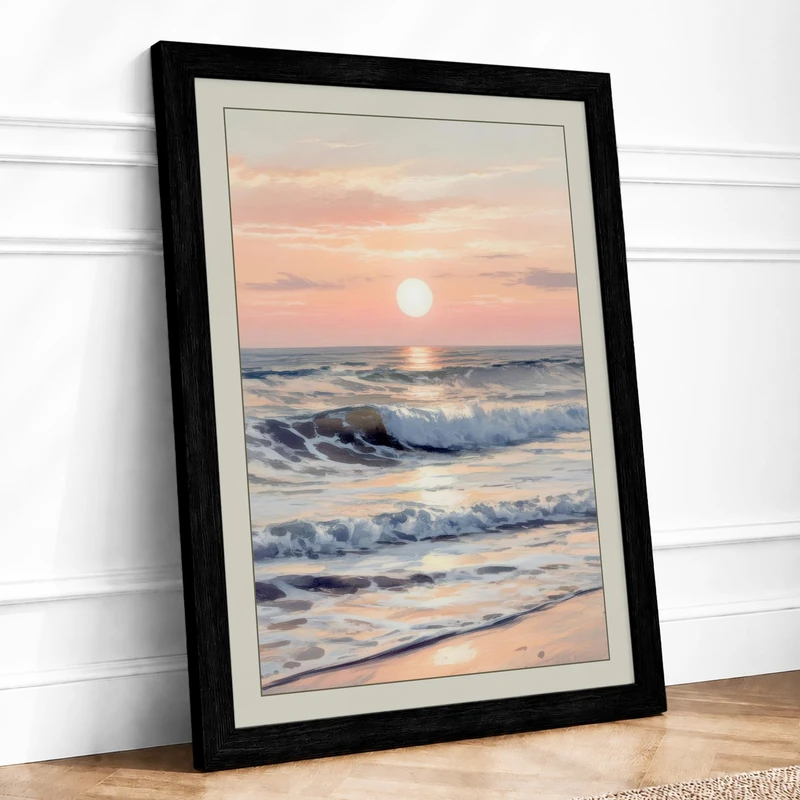 Sunrise Coastal Framed Wall Art Print A1 (84.1×59.4cm) Black, Wall Decor for Living Room, Bedroom, Office & Home, Ready to Hang, Art Gift