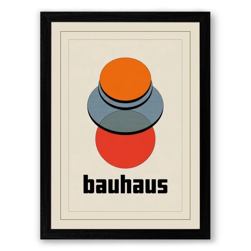 Bauhaus Geometry Geometric Framed Wall Art Print A1 (84.1×59.4cm) Black, Wall Decor for Living Room, Bedroom, Office & Home, Ready to Hang, Art Gift